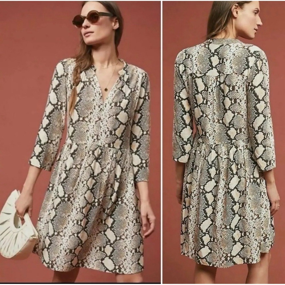 Anthropologie Maeve Juno Snake Python Print Dress Sz XS